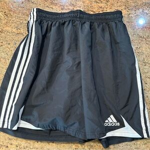 adidas Men's Black Athletic Shorts with White Stripes